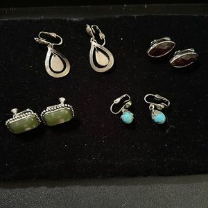 4 Pairs of Silvertone Clip On Earrings